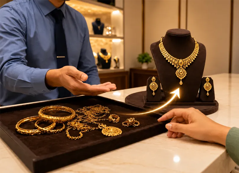 Old gold value used for new jewellery