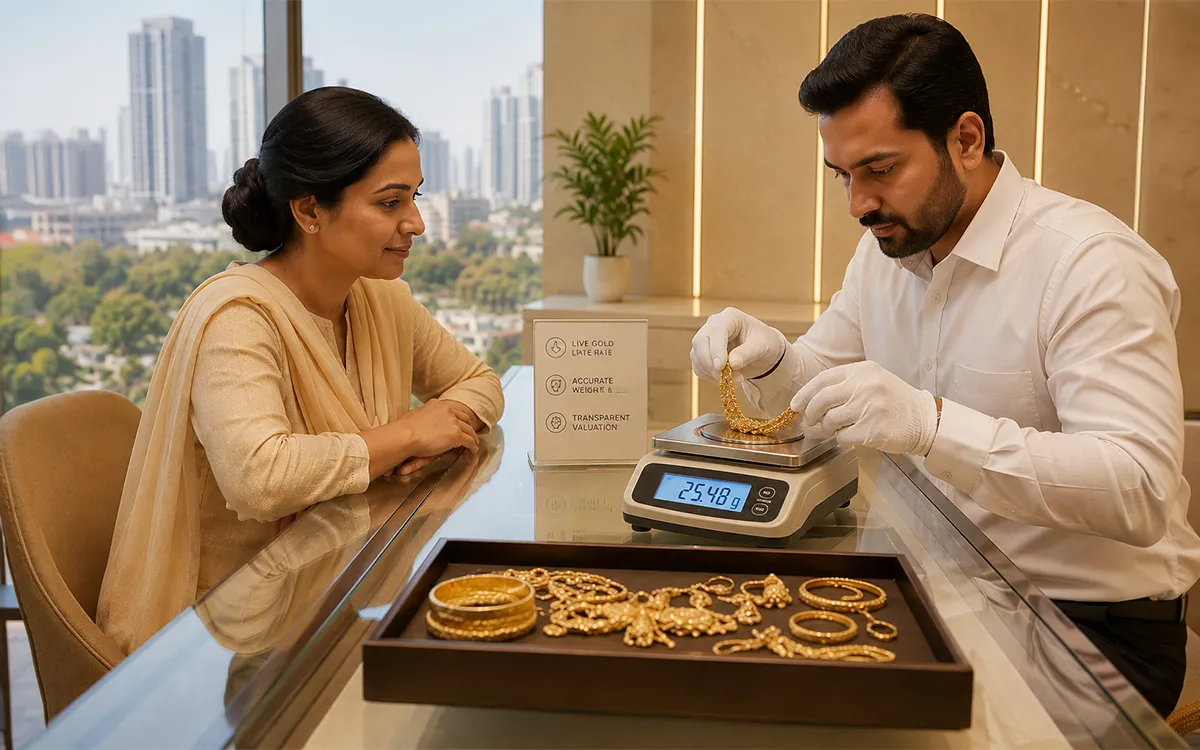 Gold buyers in Bangalore explaining every gram before payment
